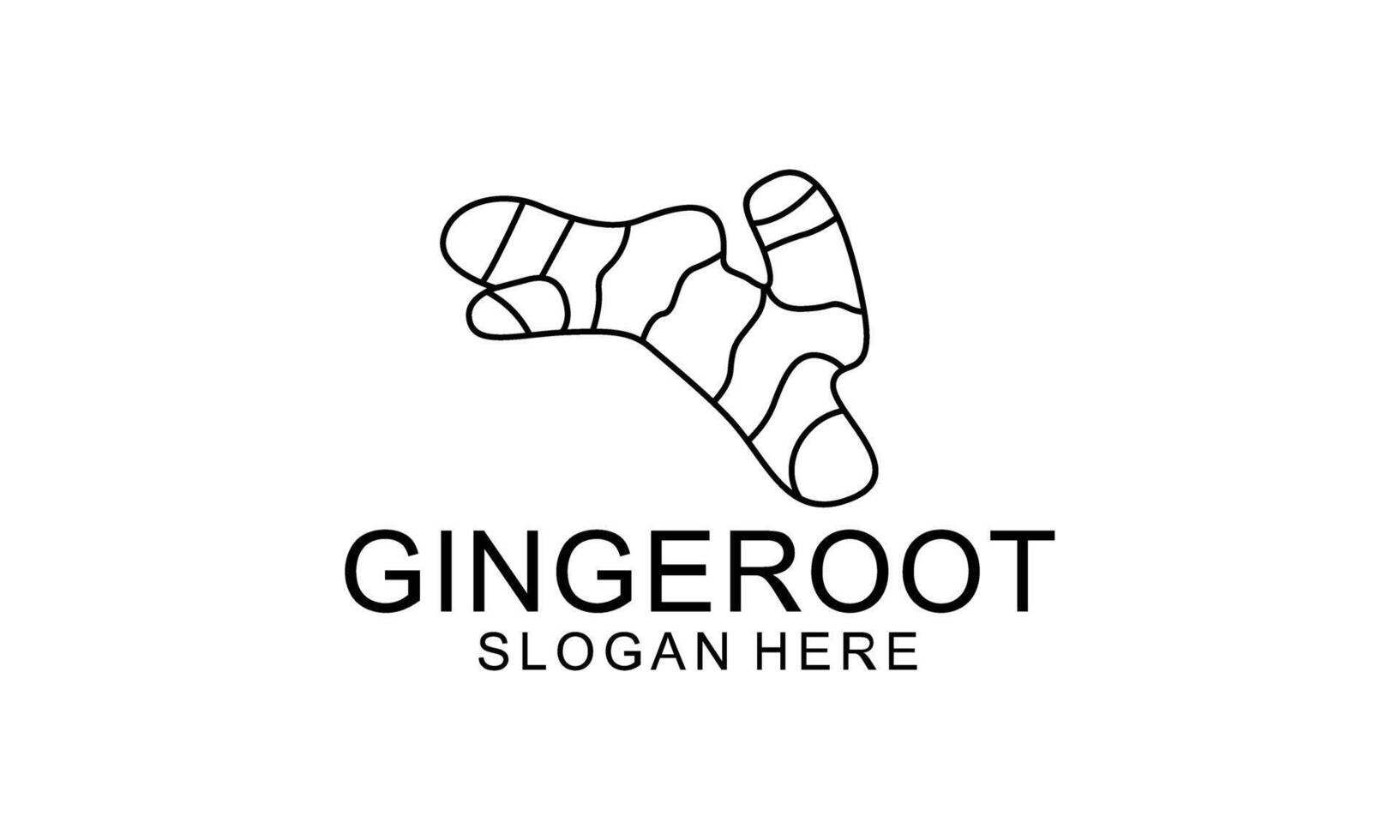 Ginger root logo. Round linear logo of ginger vector