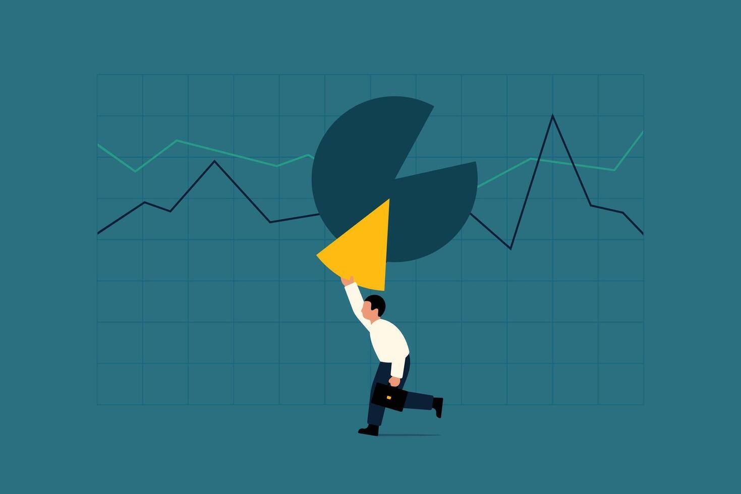 Dividends or Stock Sales. Stock market trader. Businessman Reaping Dividends from Investments. vector