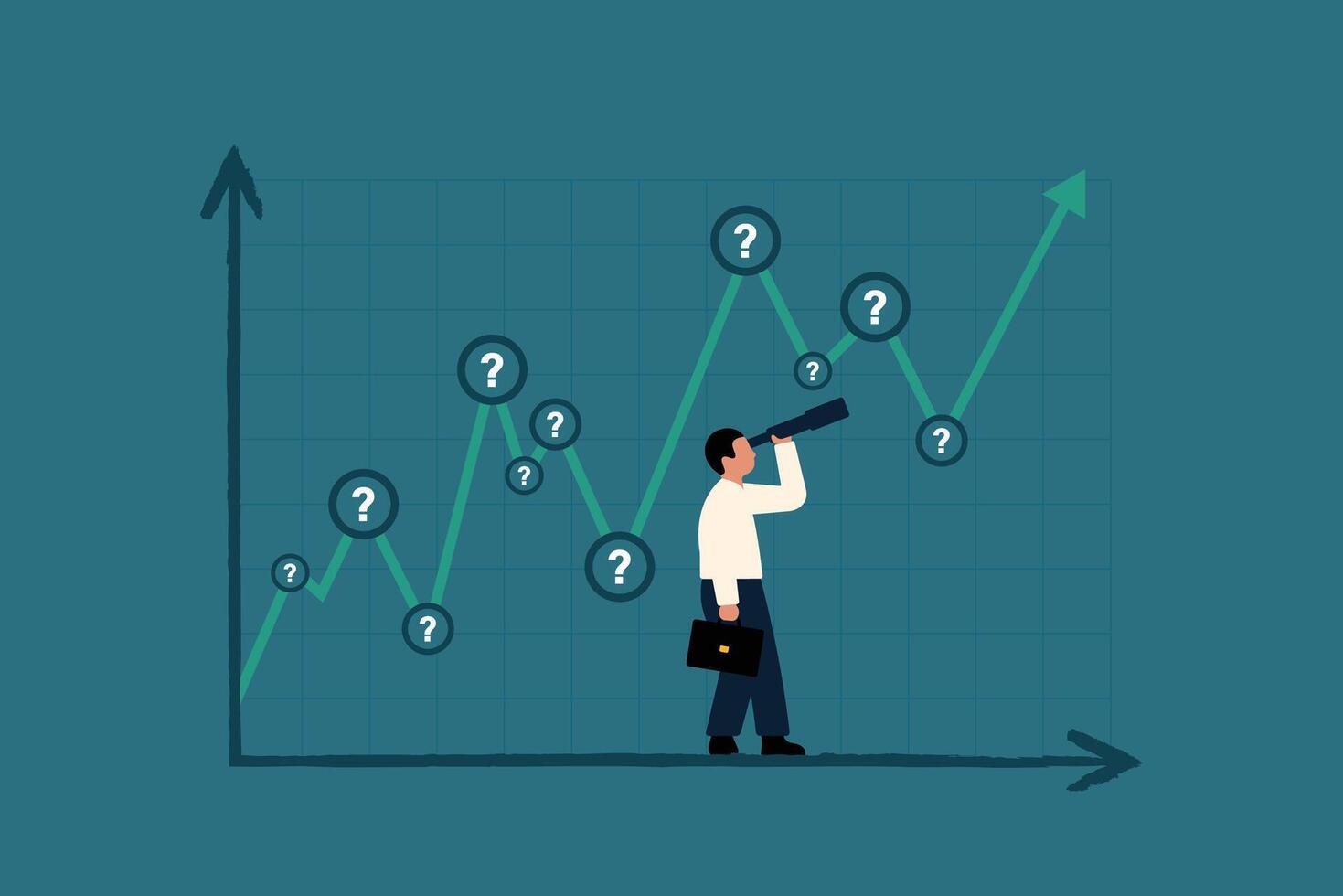 empresario con financiero visión. previsión valores mercado inversión devoluciones. vector