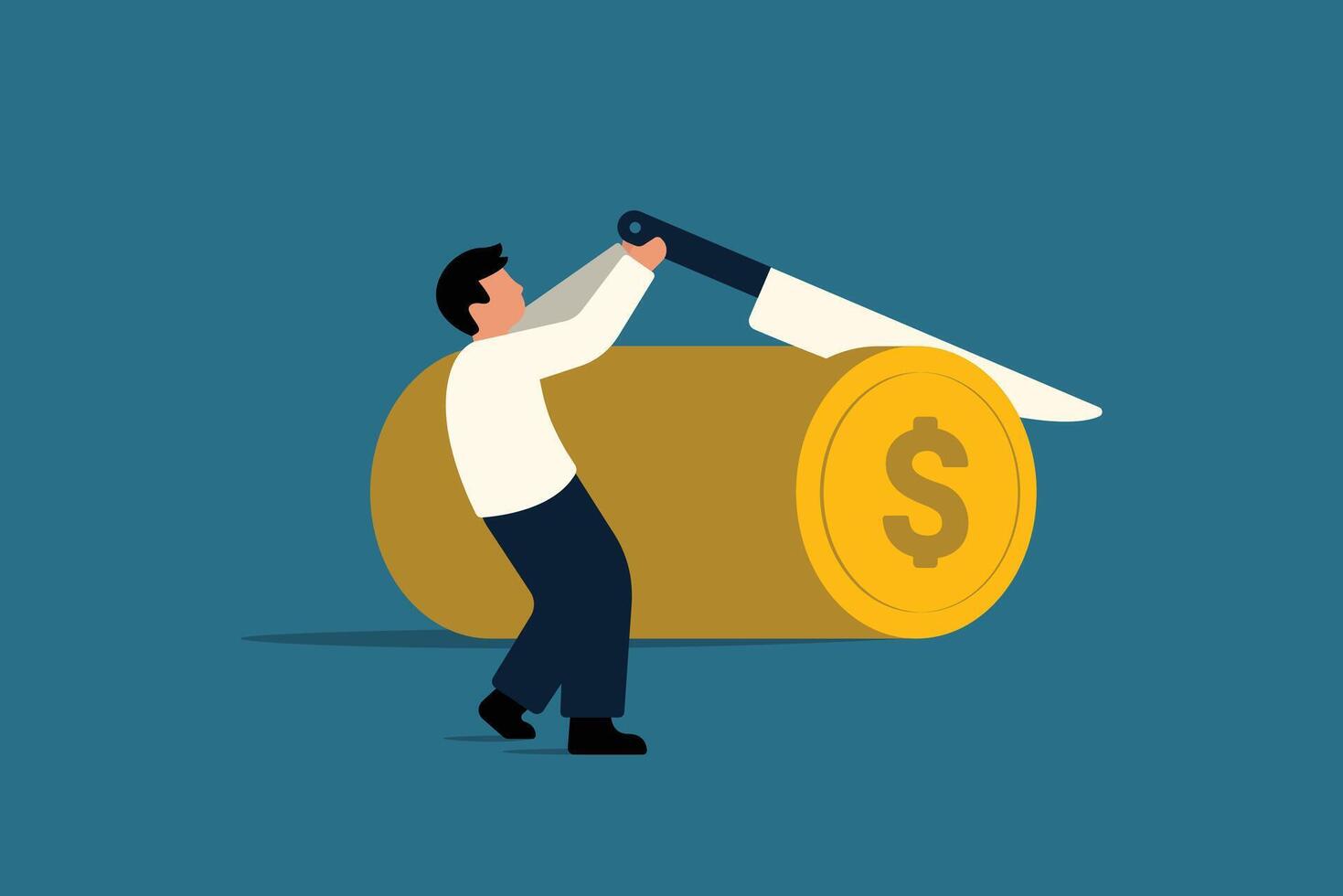 Tax Payment Preparation. Business Owner Setting Aside Funds for Taxes. vector