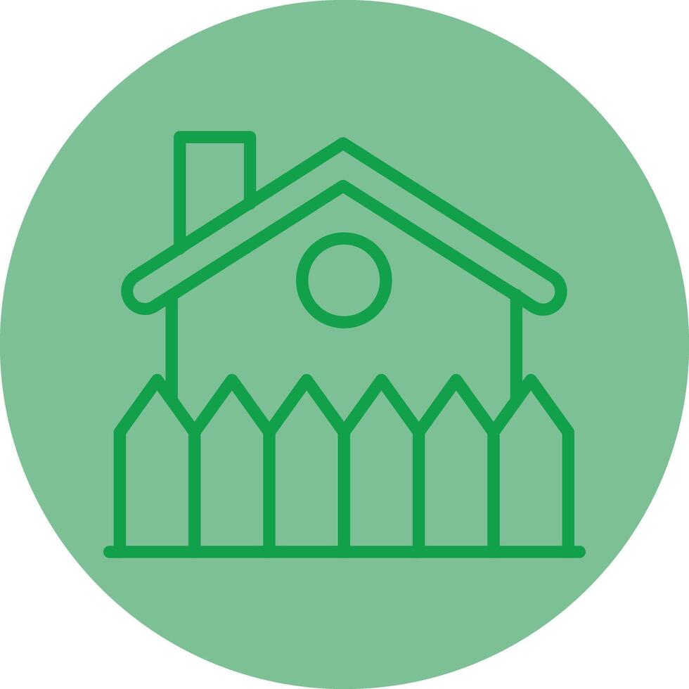 Fence Green Line Circle Icon Design vector