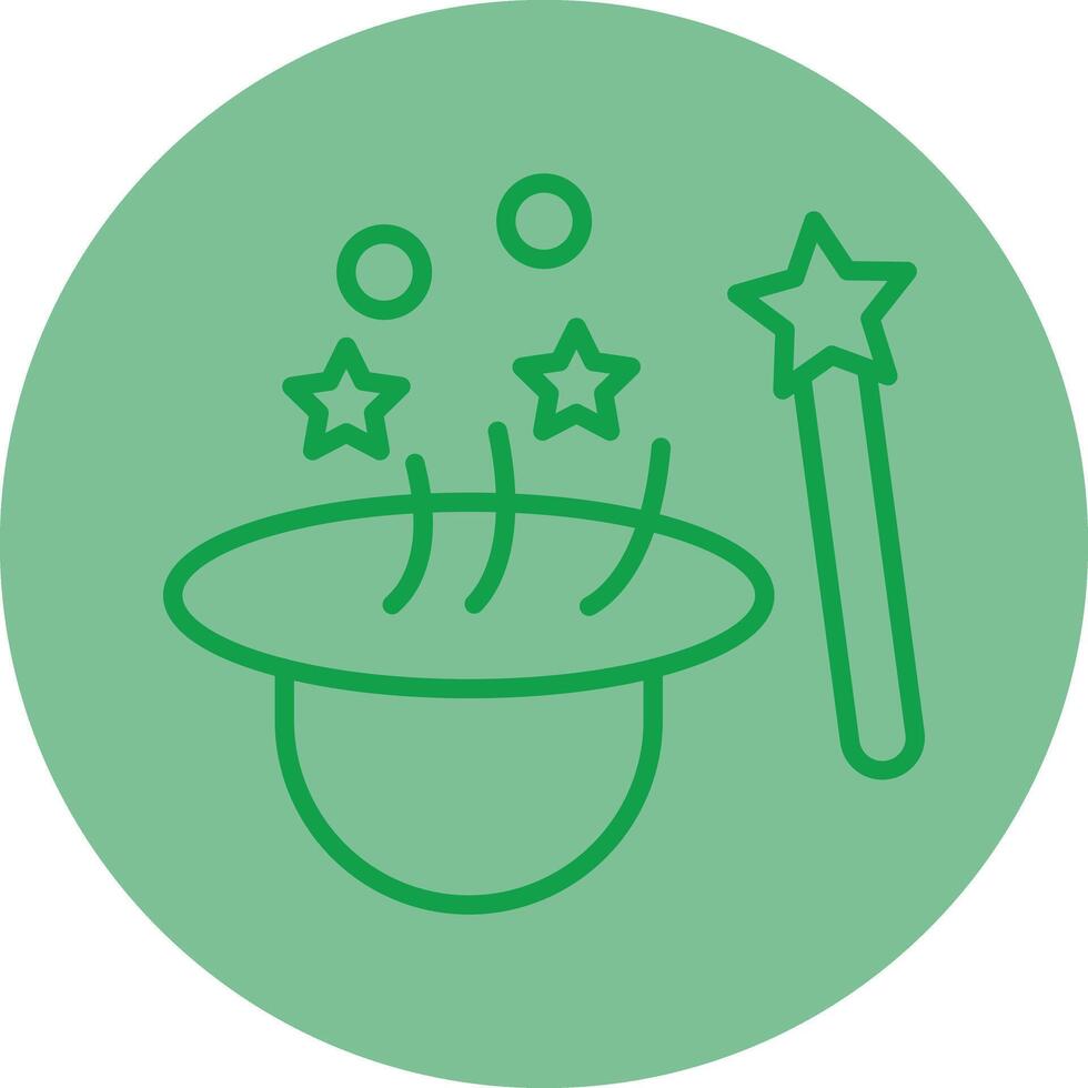 Magic Hat Green Line Circle Icon Design vector