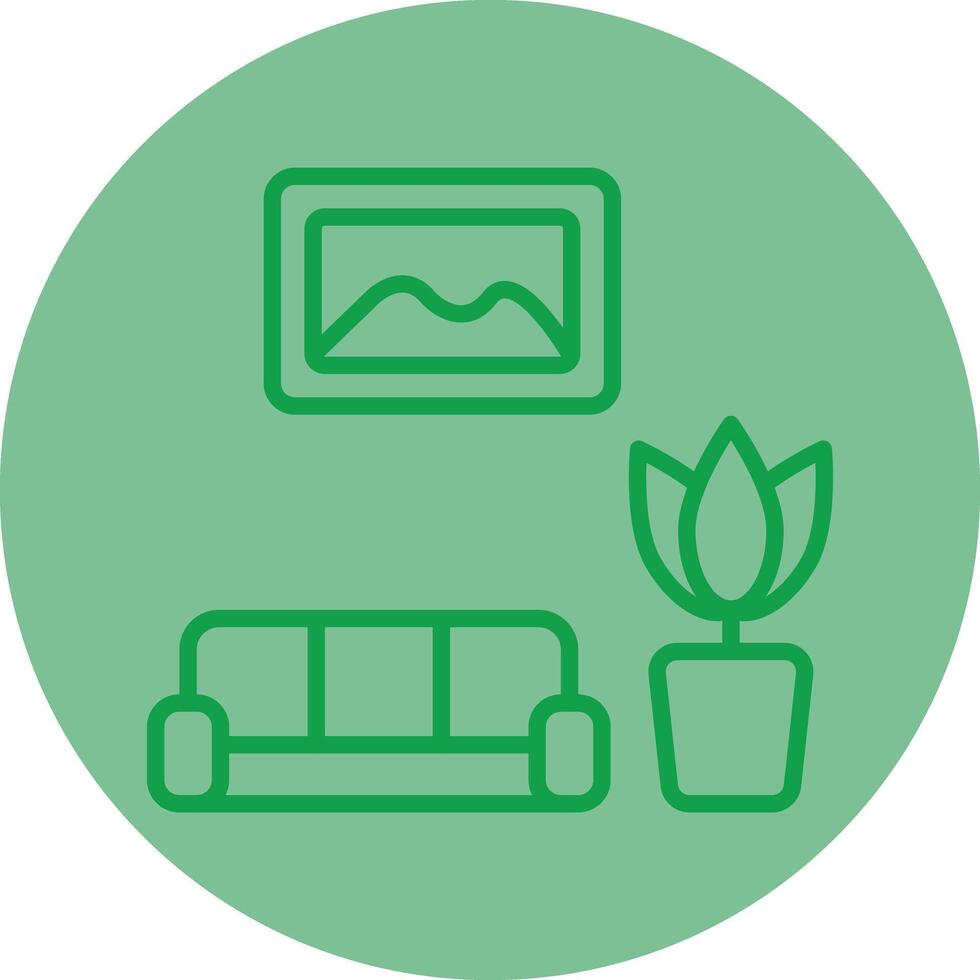 Living Room Green Line Circle Icon Design vector