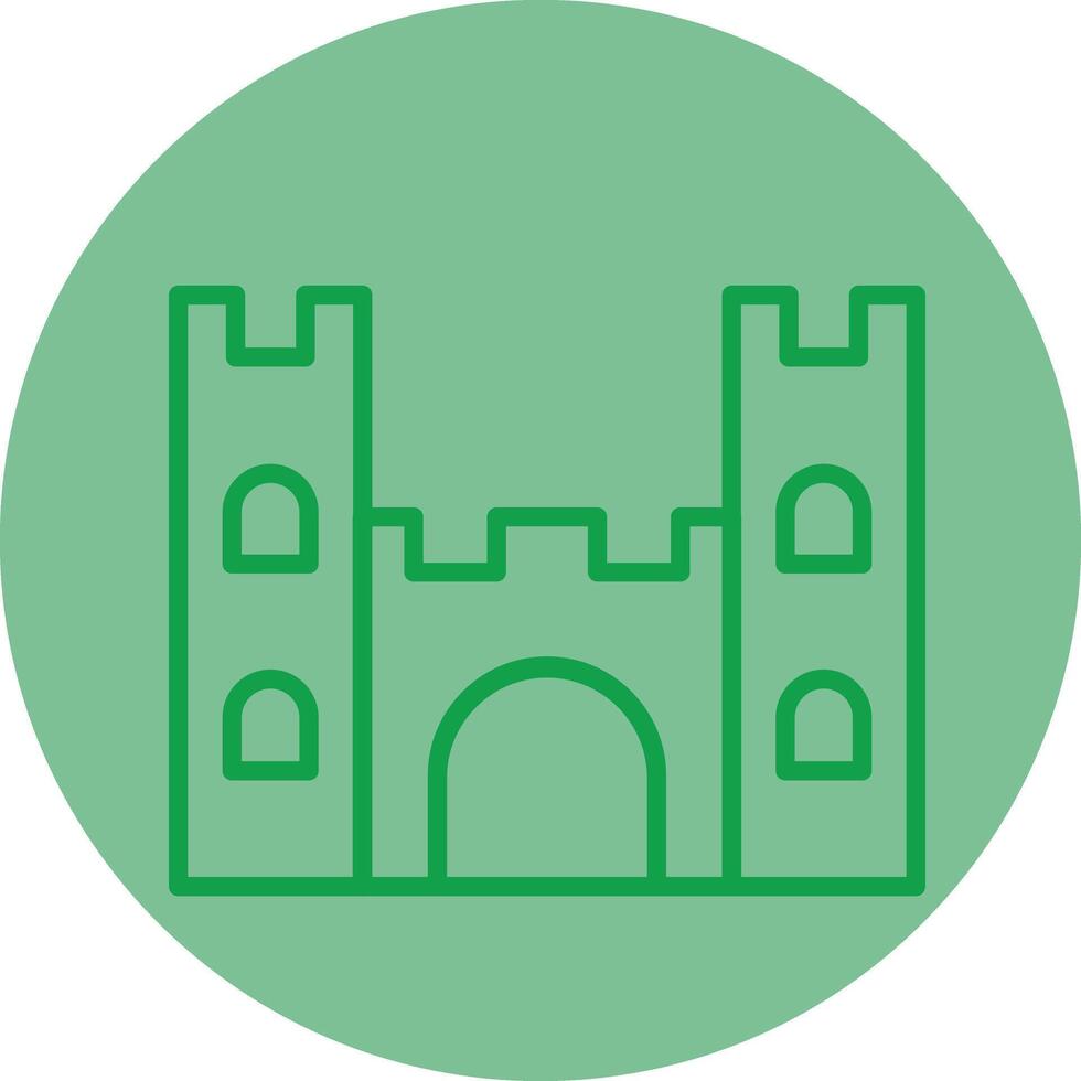 Castle Green Line Circle Icon Design vector