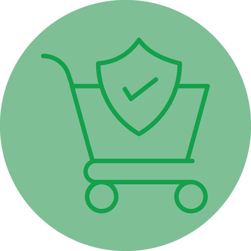 Secure Shopping Green Line Circle Icon Design vector