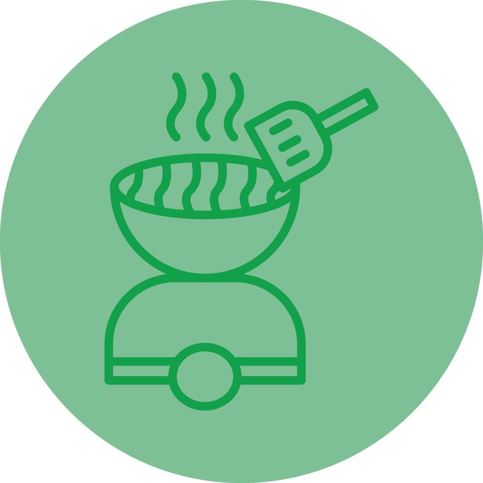 Barbecue Green Line Circle Icon Design vector