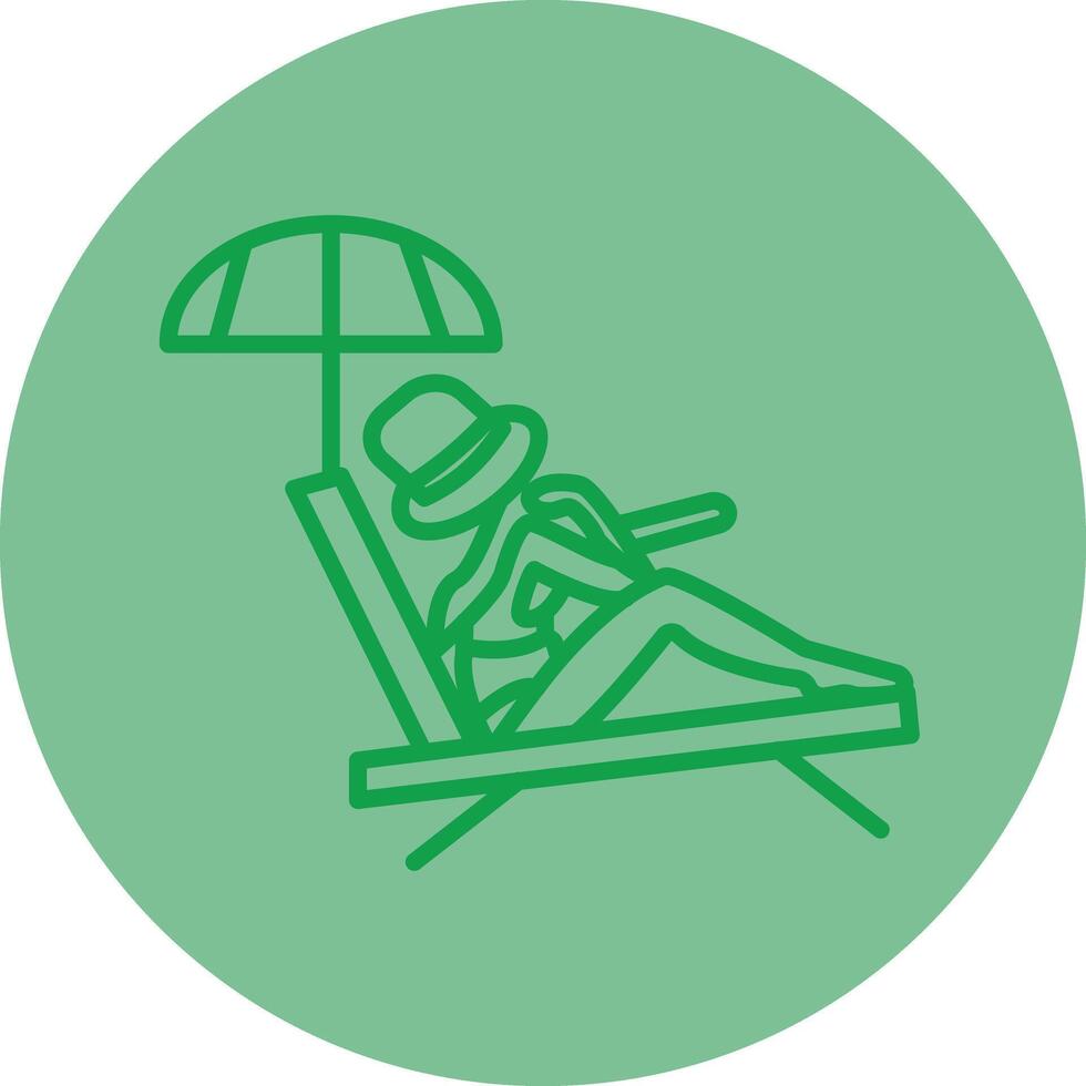 Girl In Beach Green Line Circle Icon Design vector