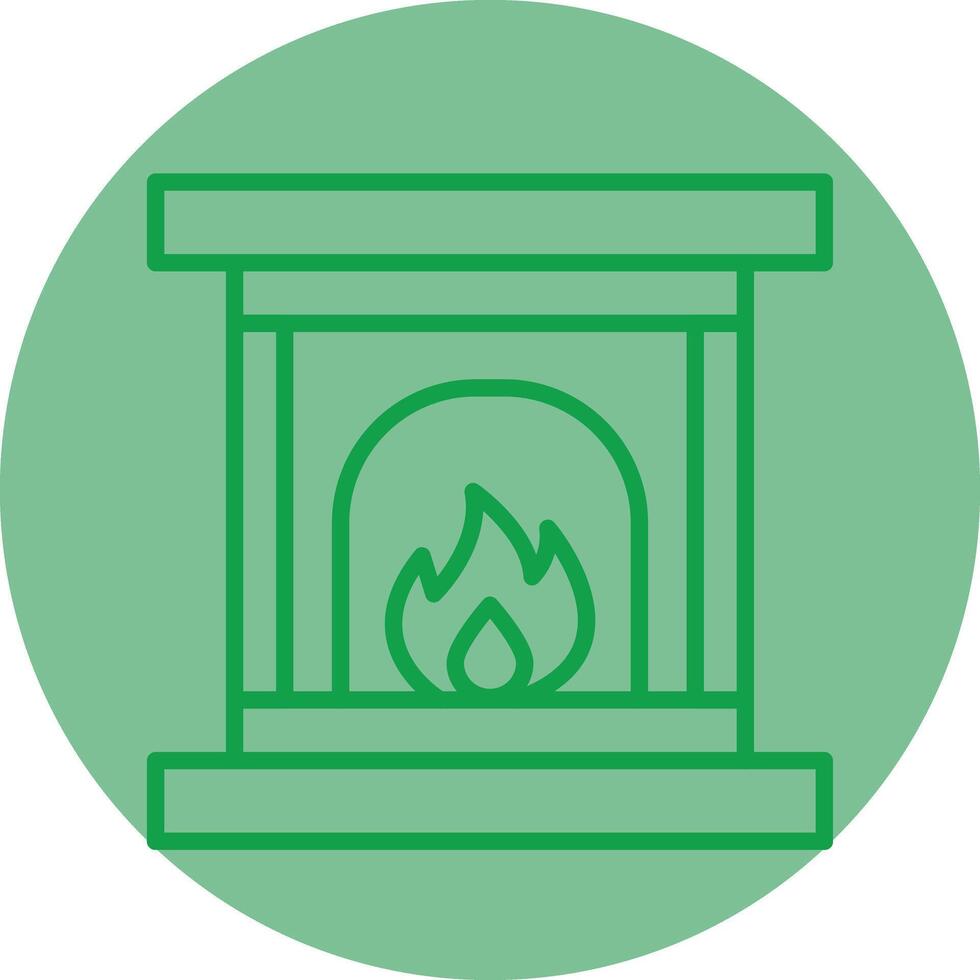 Fireplace Green Line Circle Icon Design vector