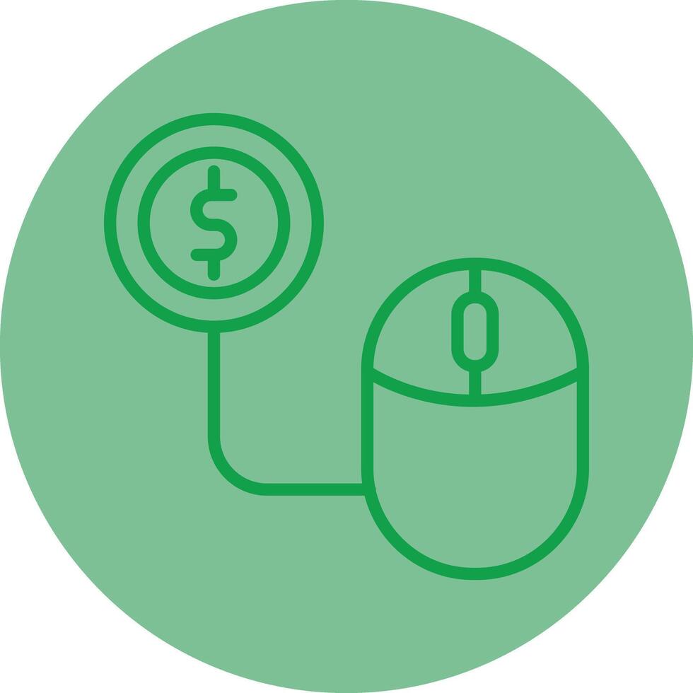 Pay Per Click Green Line Circle Icon Design vector