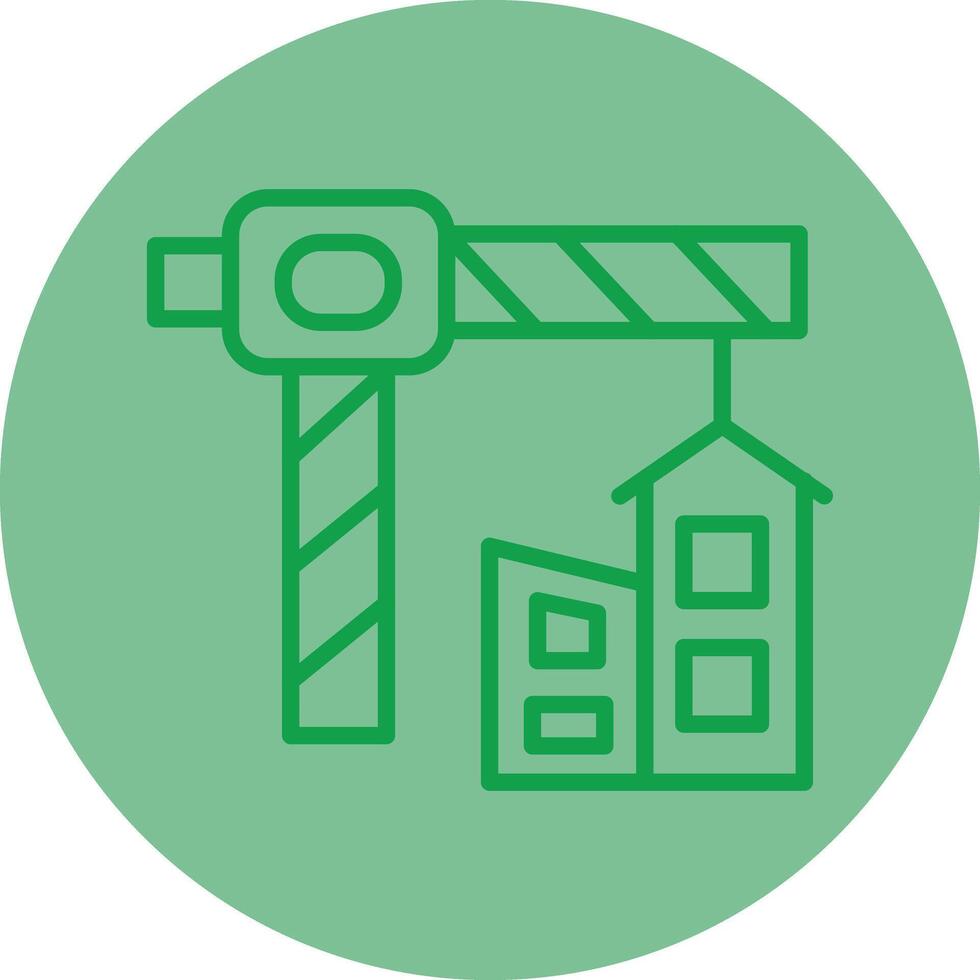 Construction Green Line Circle Icon Design vector