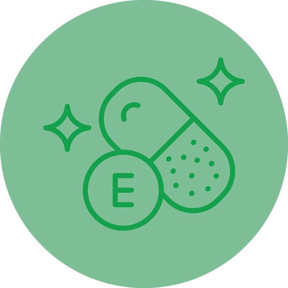 Vitamin Pill Green Line Circle Icon Design vector