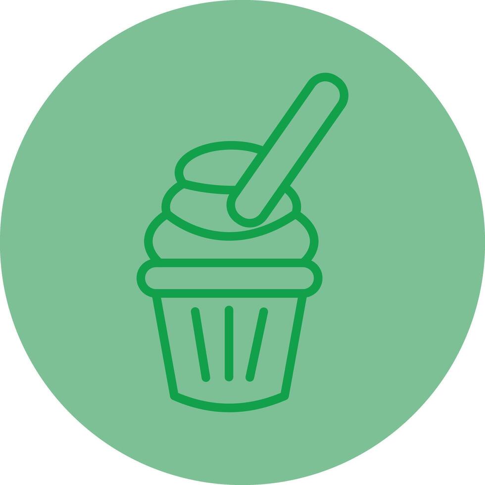 Ice Cream Green Line Circle Icon Design vector