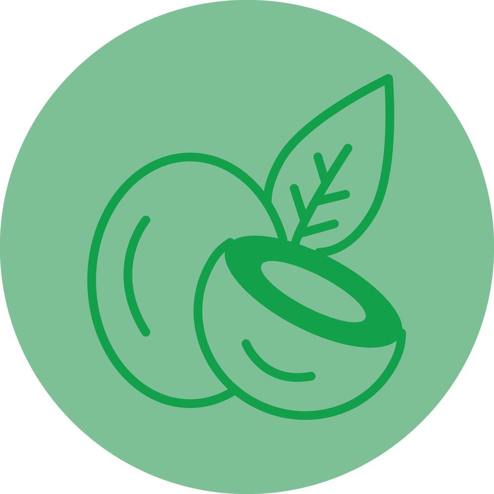 Coconut Green Line Circle Icon Design vector