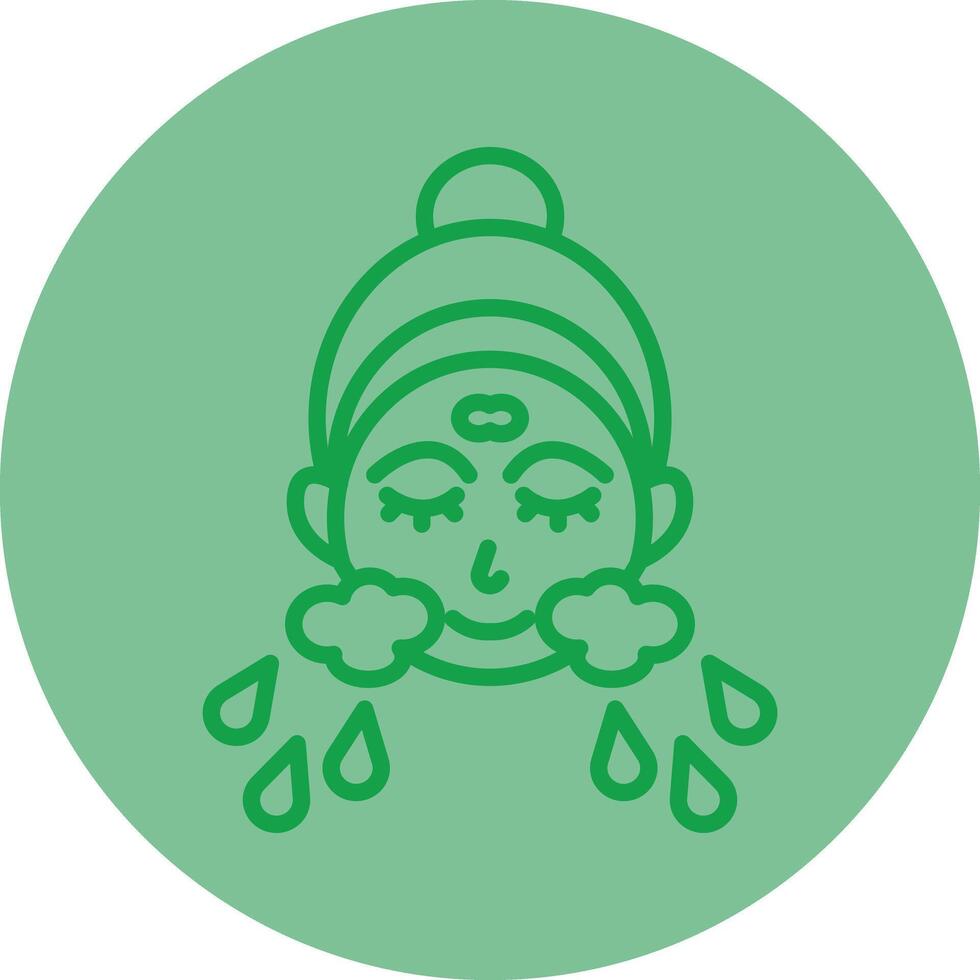 Wash Face Green Line Circle Icon Design vector