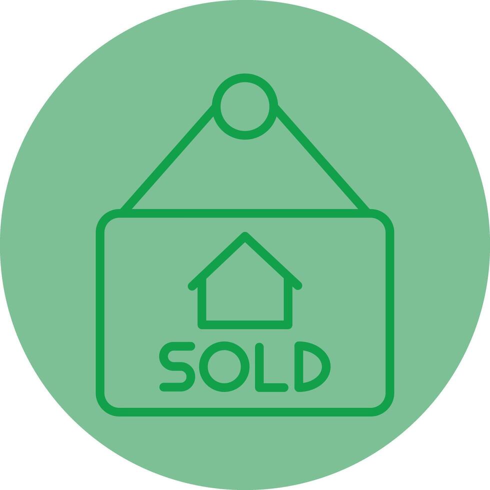 Sold Green Line Circle Icon Design vector