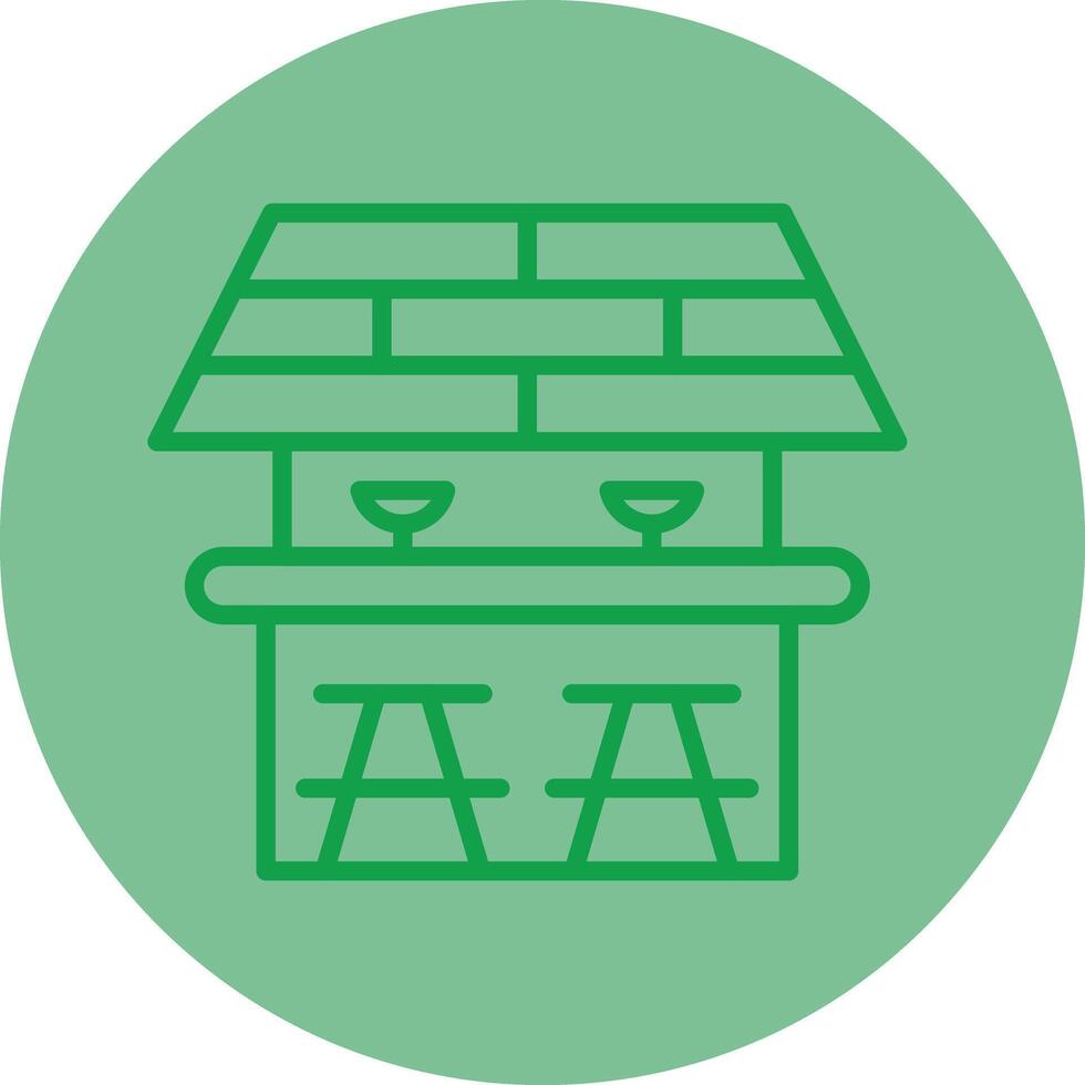 Beach Bar Green Line Circle Icon Design vector