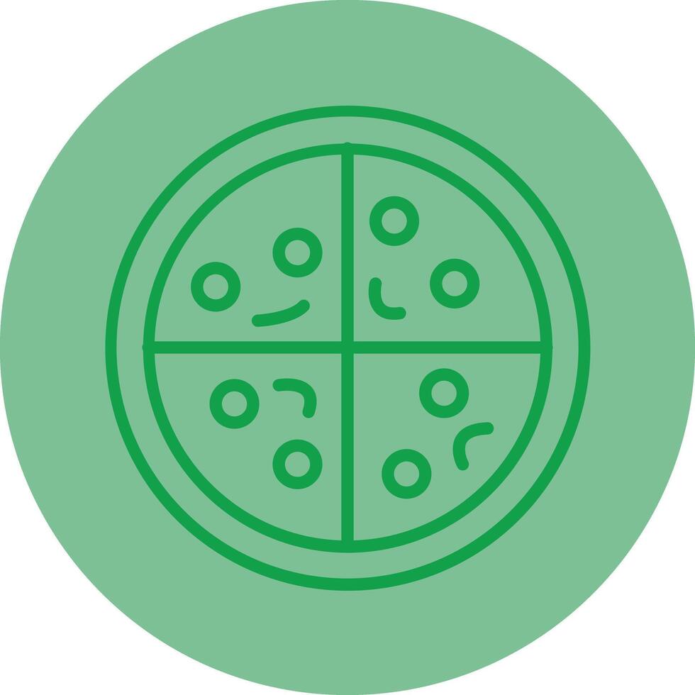 Pizza Green Line Circle Icon Design vector