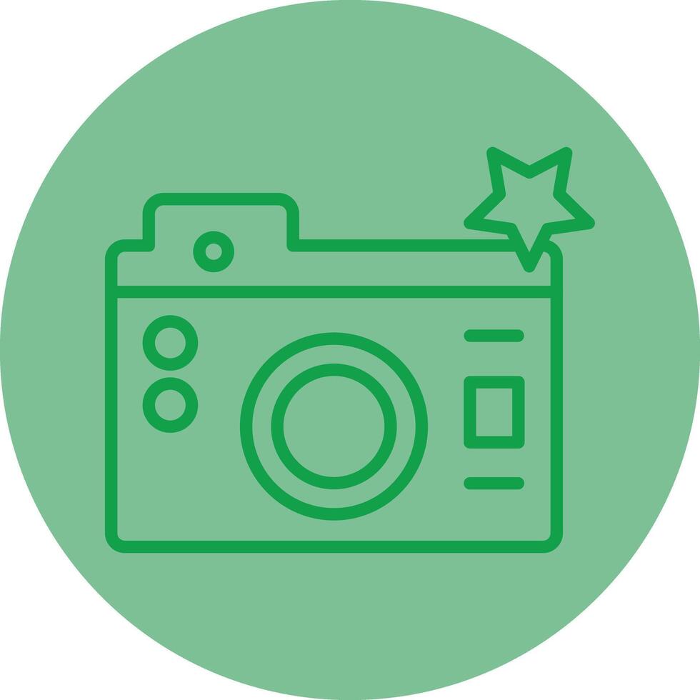 Camera Green Line Circle Icon Design vector