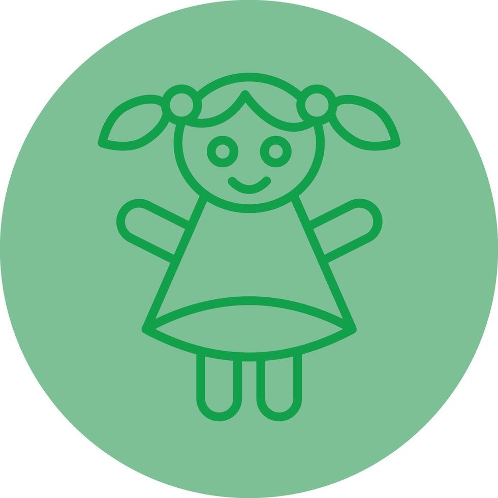Doll Green Line Circle Icon Design vector