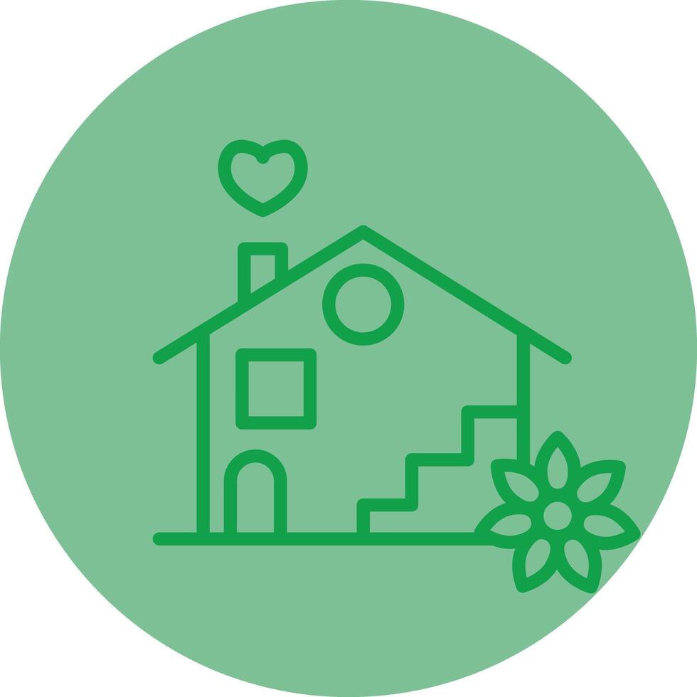Sweet Home Green Line Circle Icon Design vector