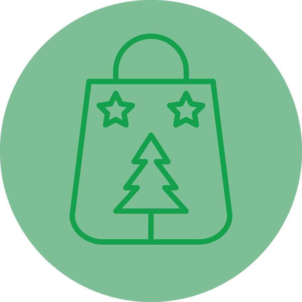 Shopping Bag Green Line Circle Icon Design vector