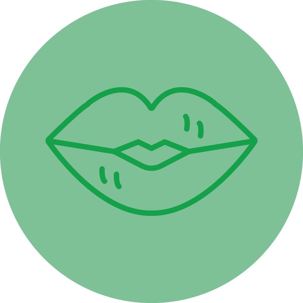 Lips Green Line Circle Icon Design vector