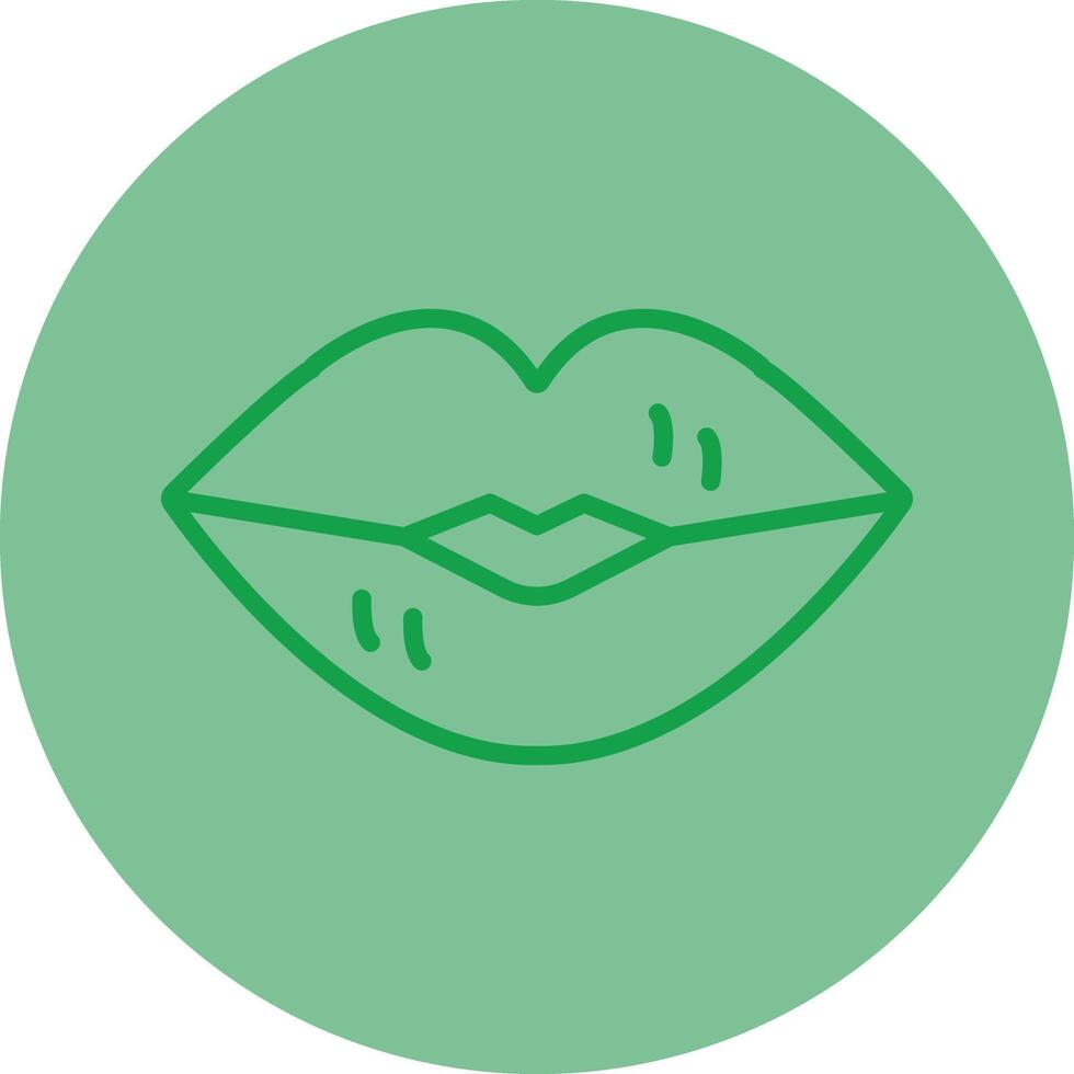 Lips Green Line Circle Icon Design vector