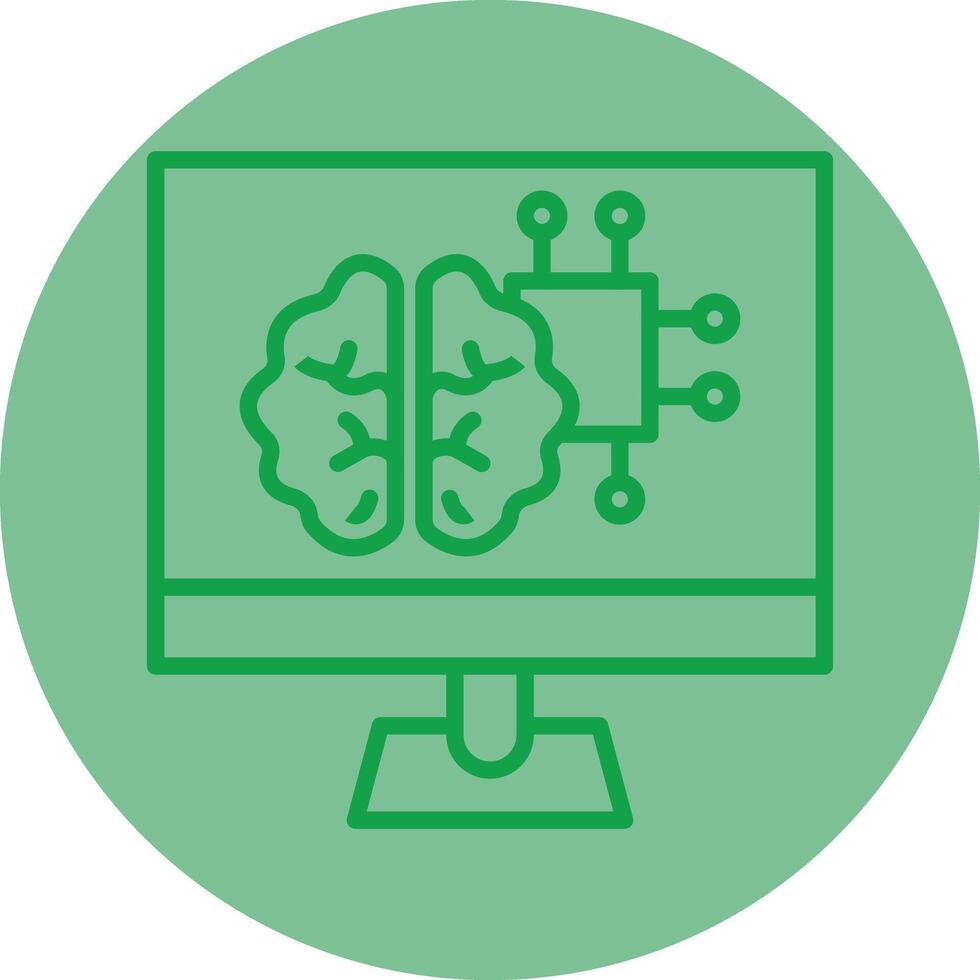 Machine Learning Green Line Circle Icon Design vector