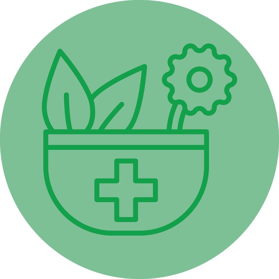 Herbal Green Line Circle Icon Design vector