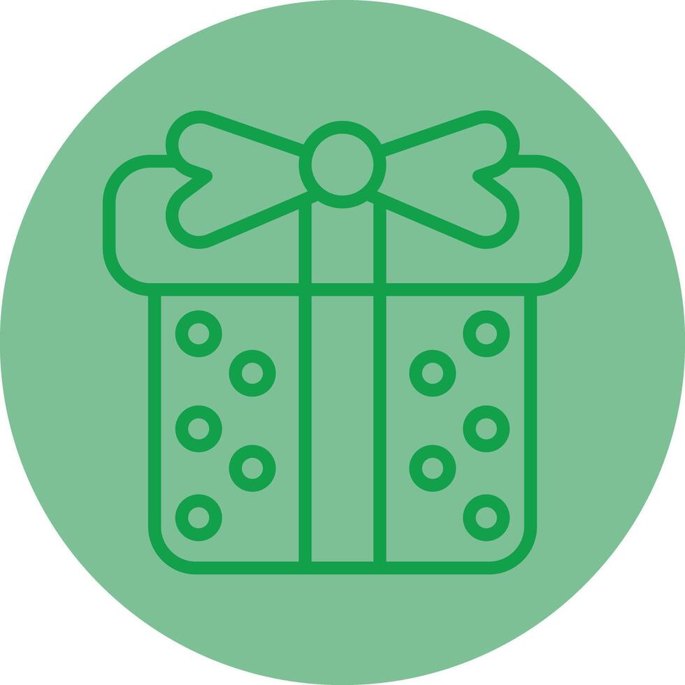 Gift Box Green Line Circle Icon Design vector