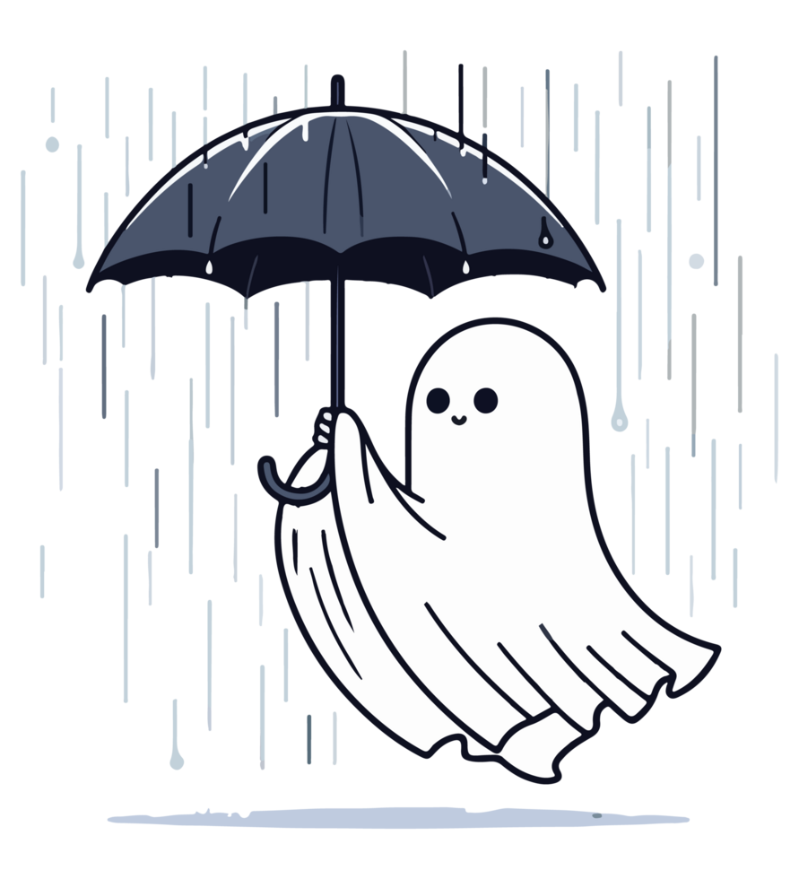 ghost holding an umbrella in the rain png