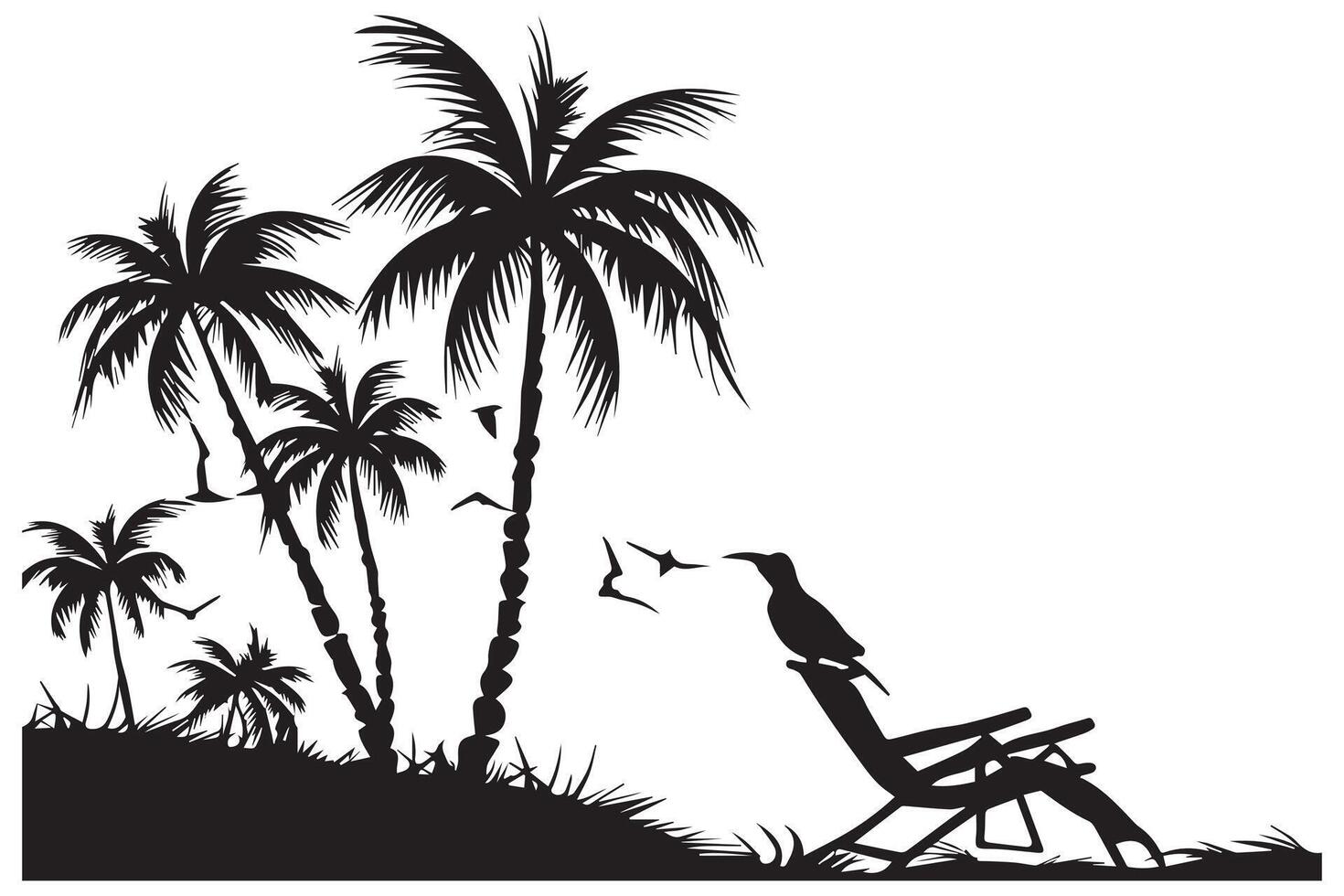 Beach Landscape Silhouette vector