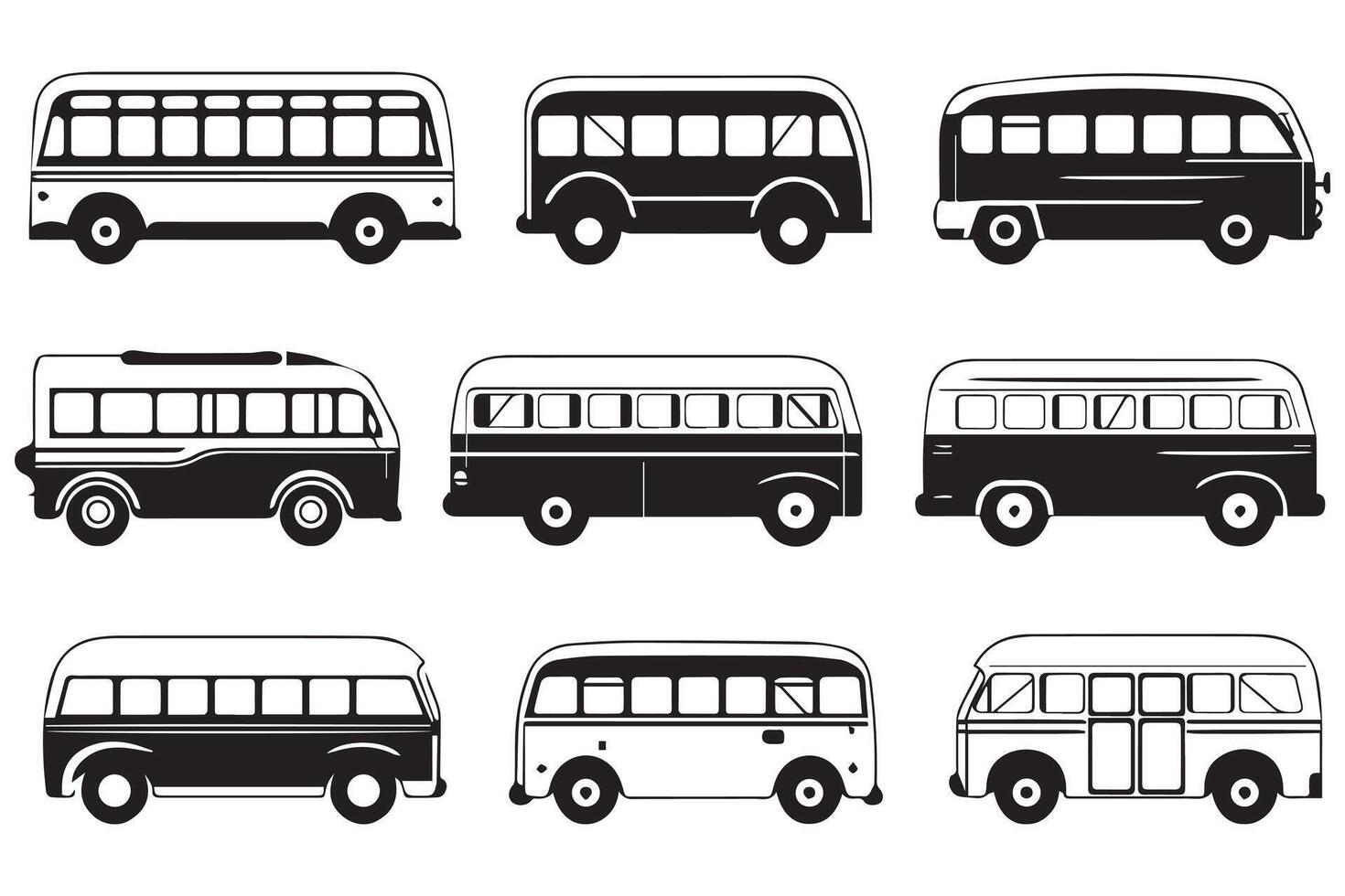 Bus black illustration isolated on white background. Hand drawn illustration vector