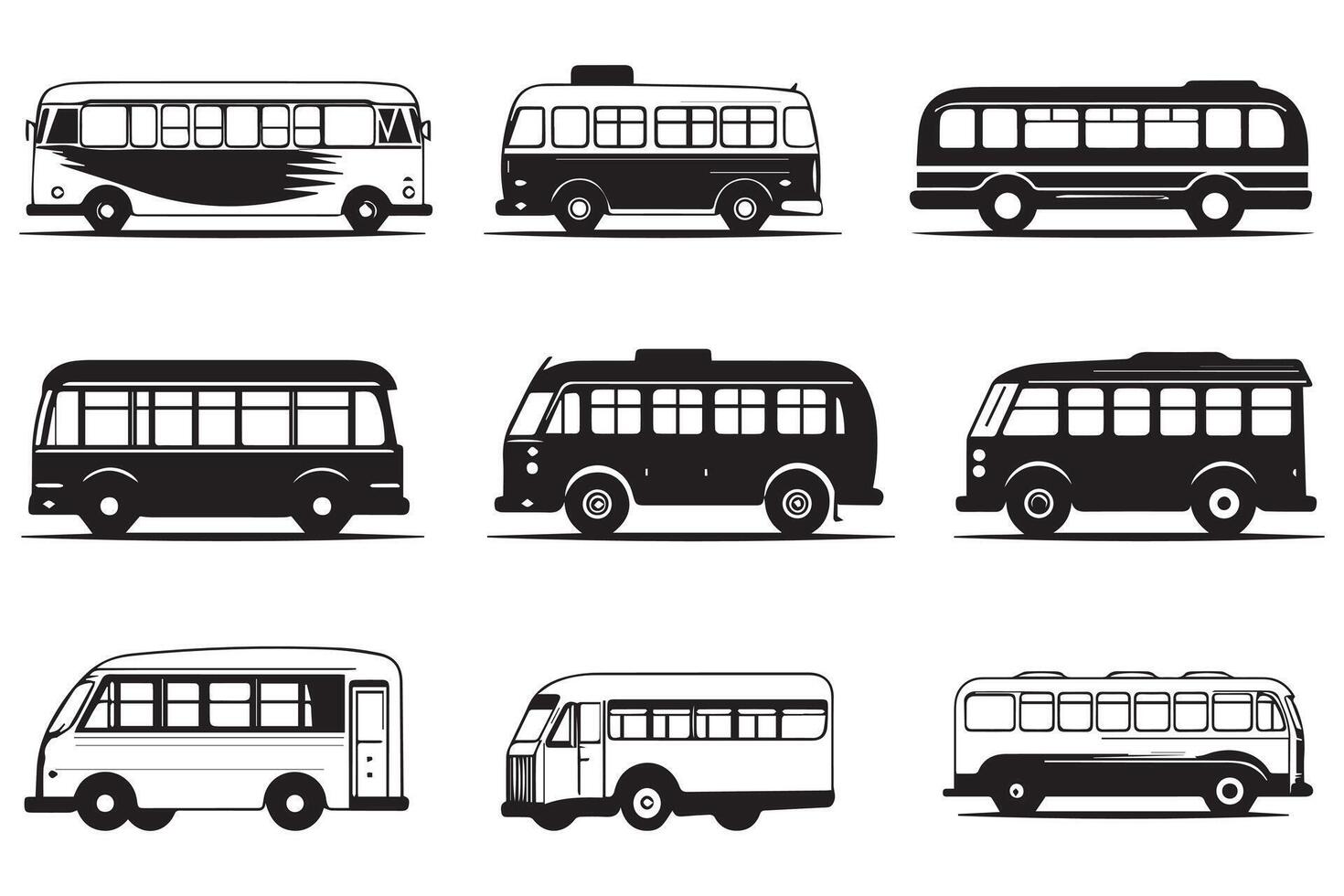 Bus black illustration isolated on white background. Hand drawn illustration vector