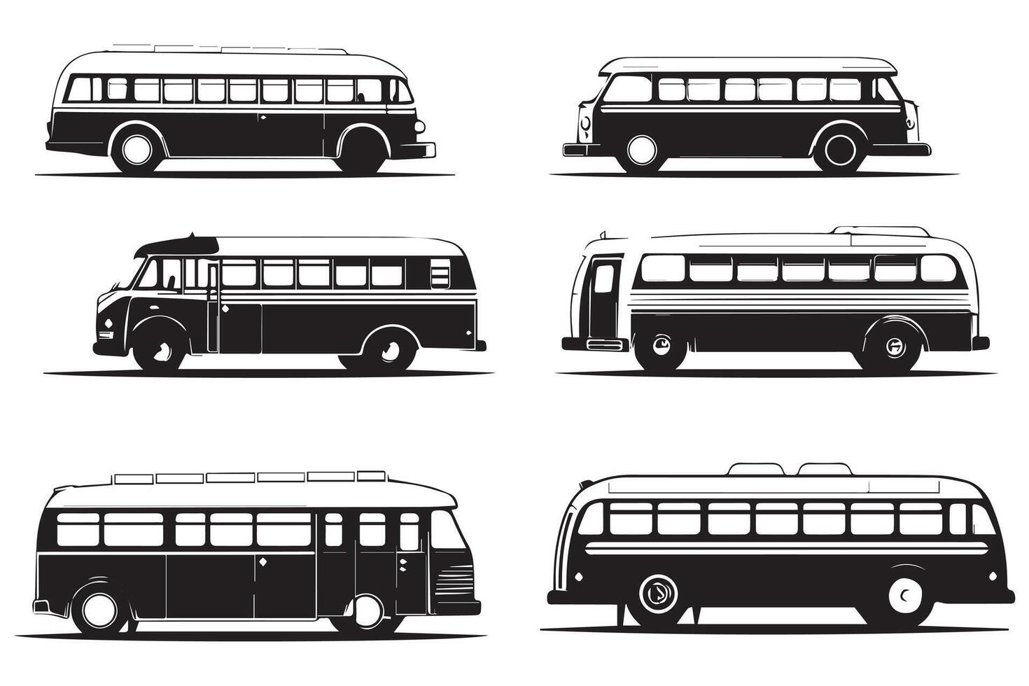 Set of bus black Silhouette vector