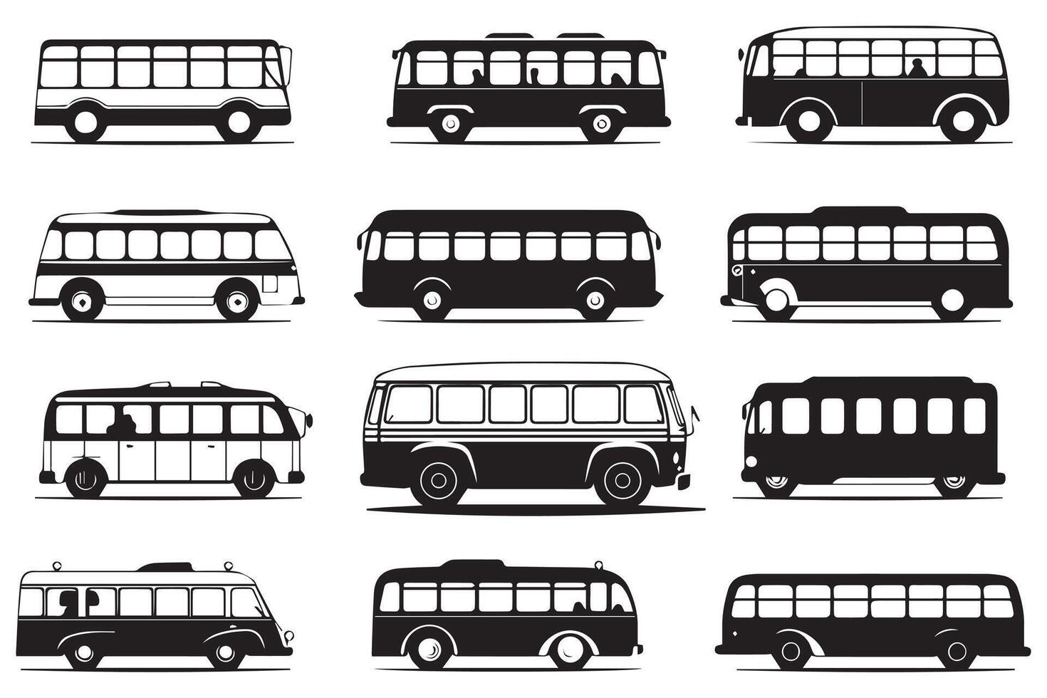 Bus black illustration isolated on white background. Hand drawn illustration vector