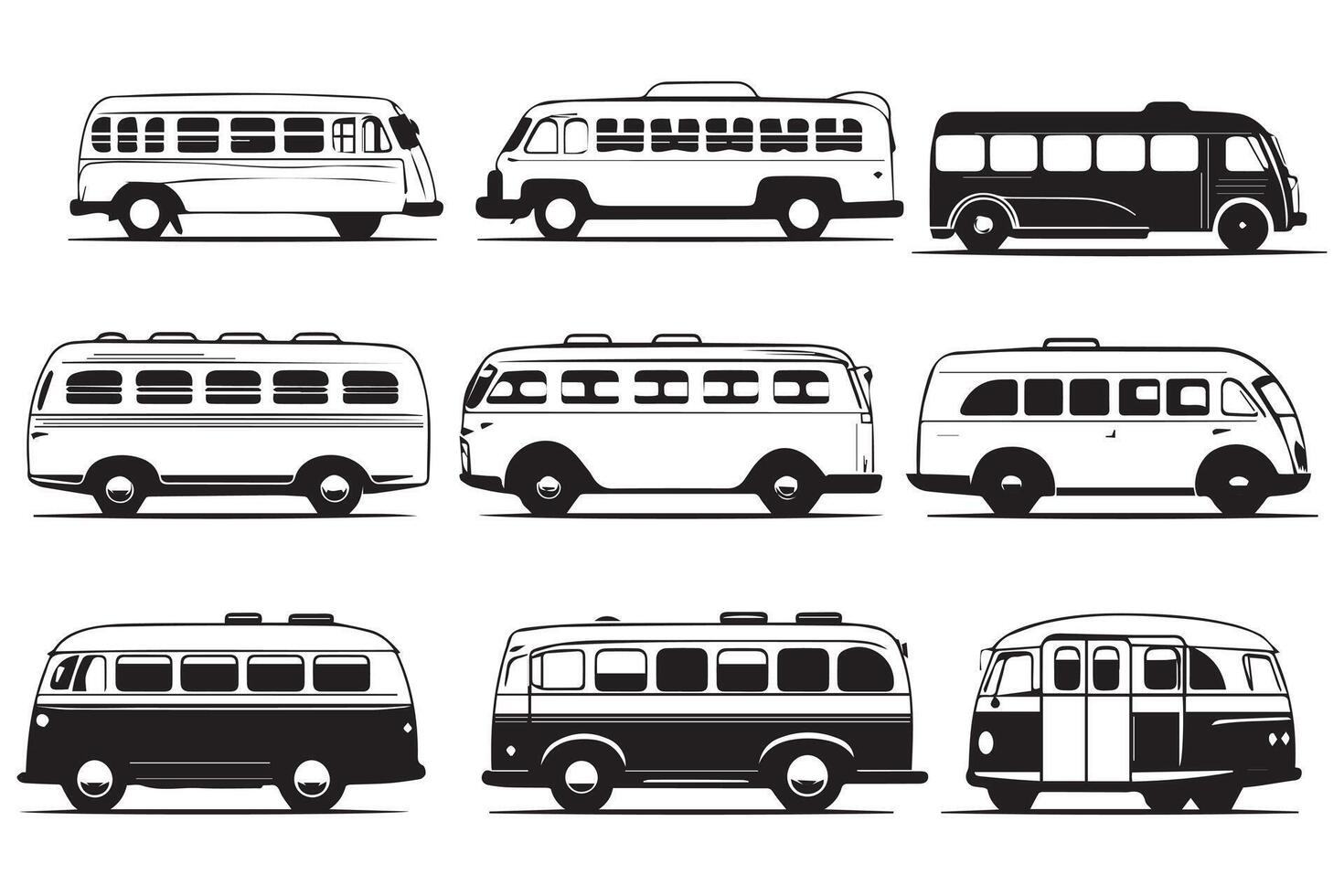 Bus icons set on white background vector