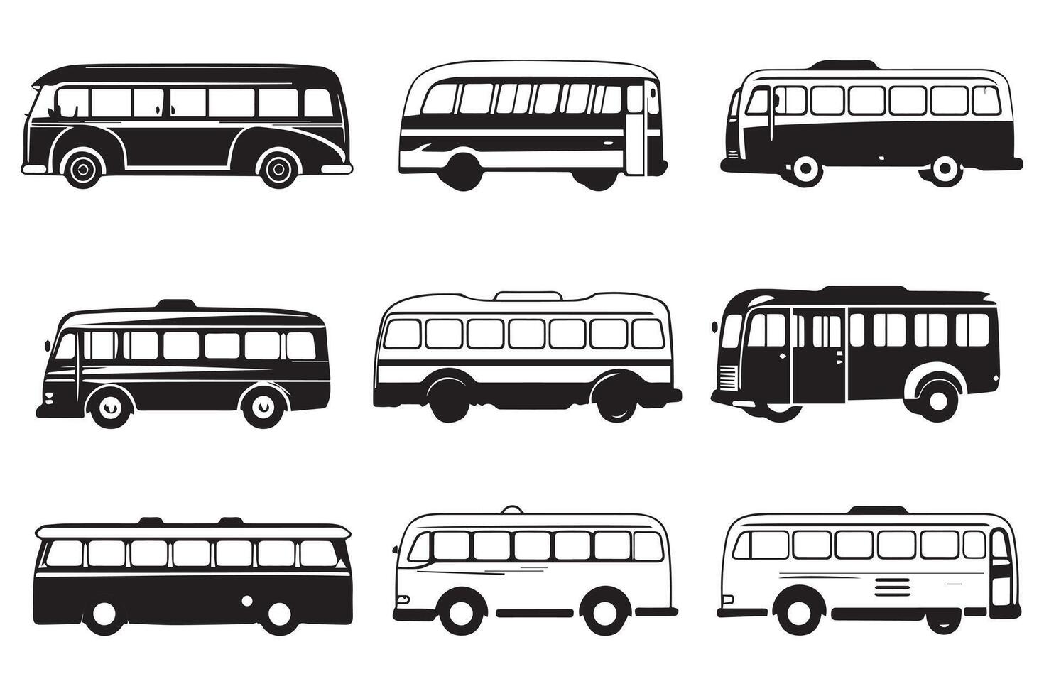 Bus black illustration isolated on white background. Hand drawn illustration vector