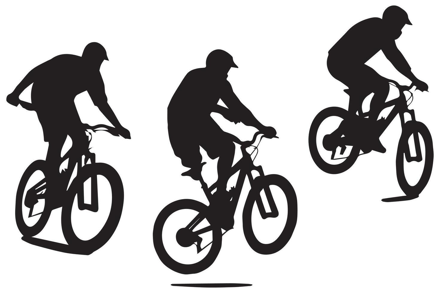 silueta de un ciclista saltando en un bicicleta vector