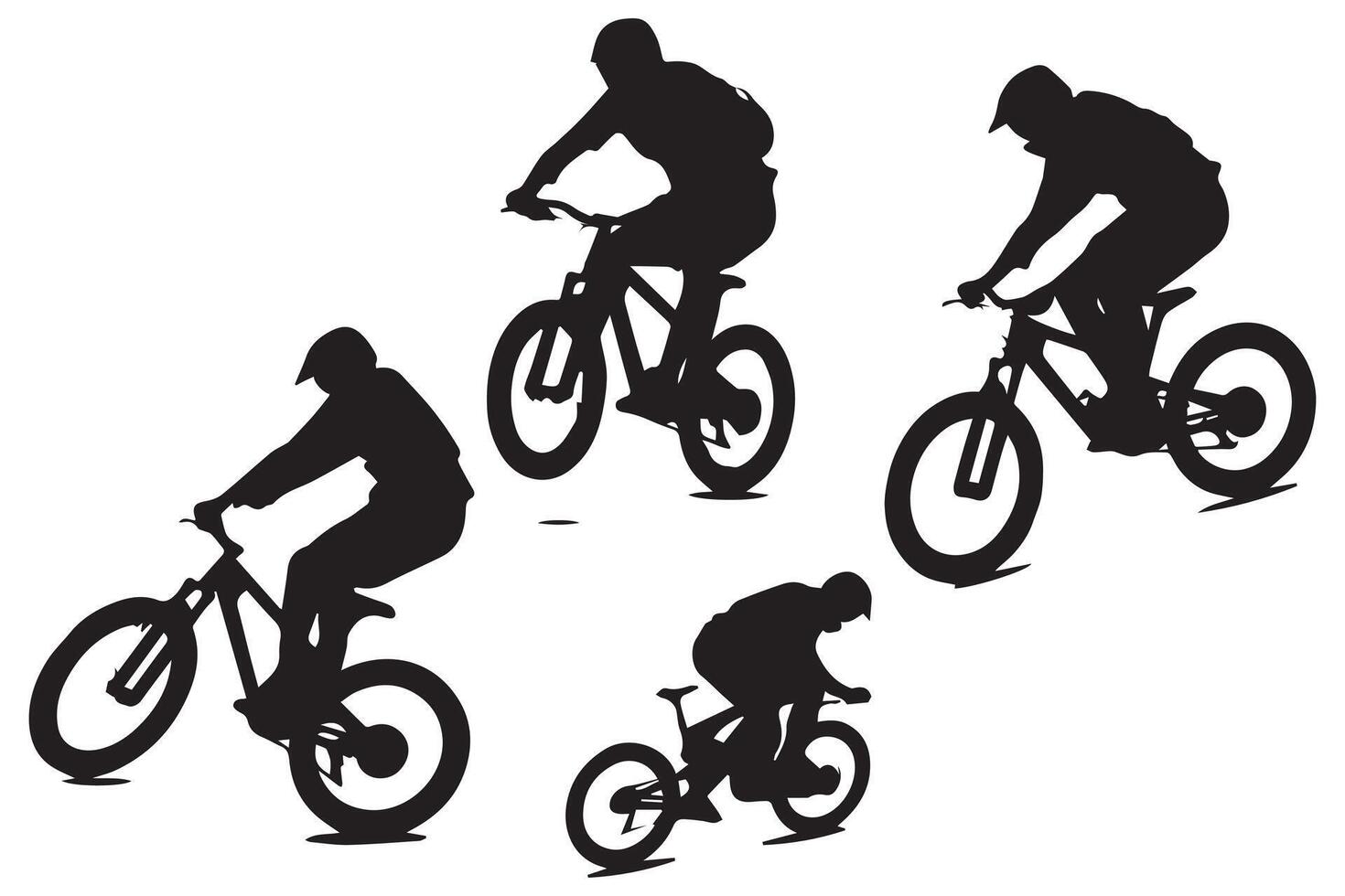 Silhouette of a cyclist jumping on a bicycle vector