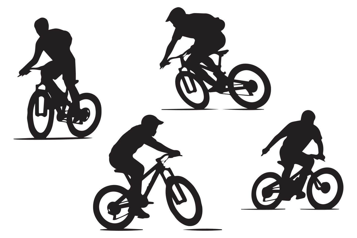 Black silhouettes of bmx rider jumping on a white background vector