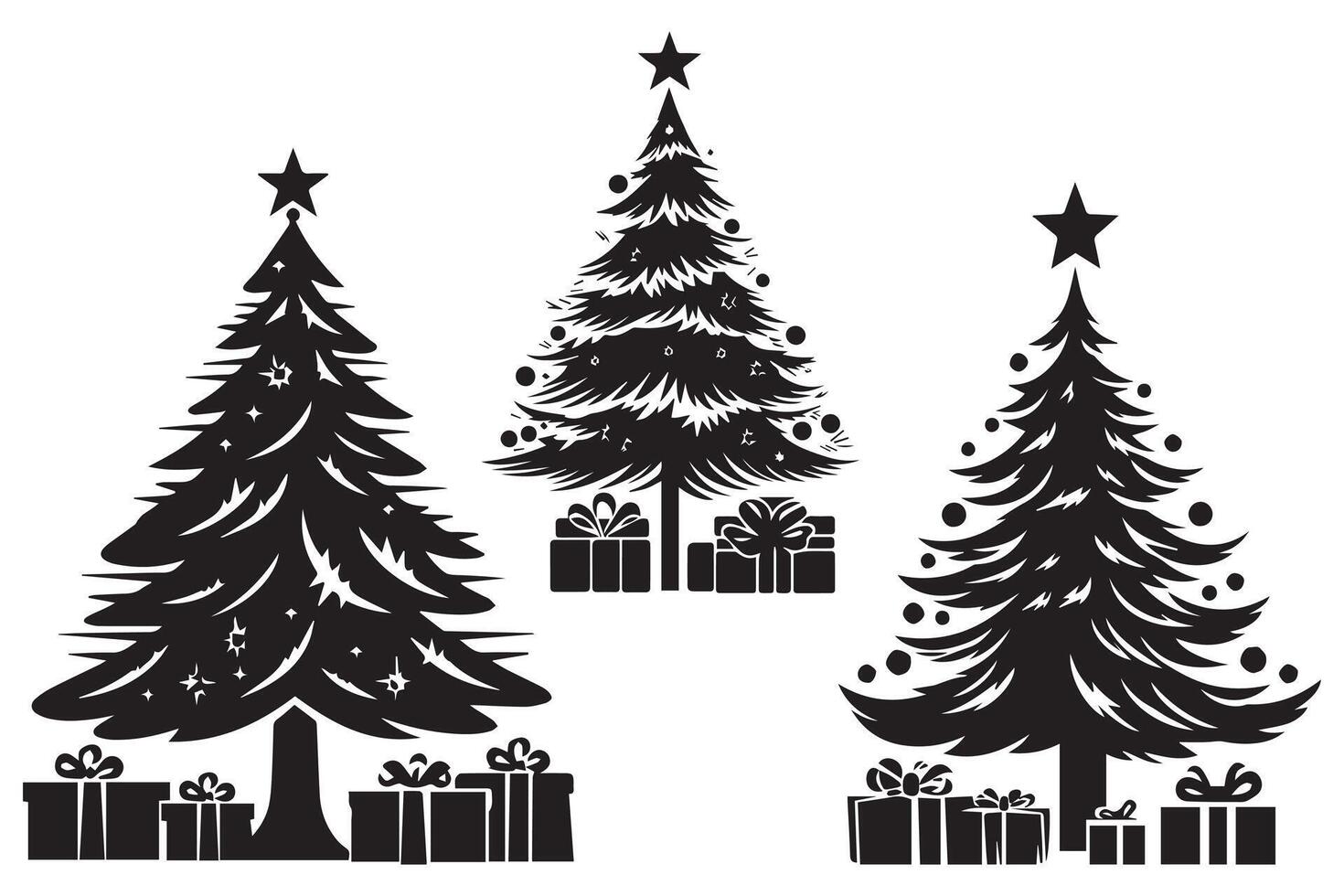 silueta Navidad árbol regalo caja vector
