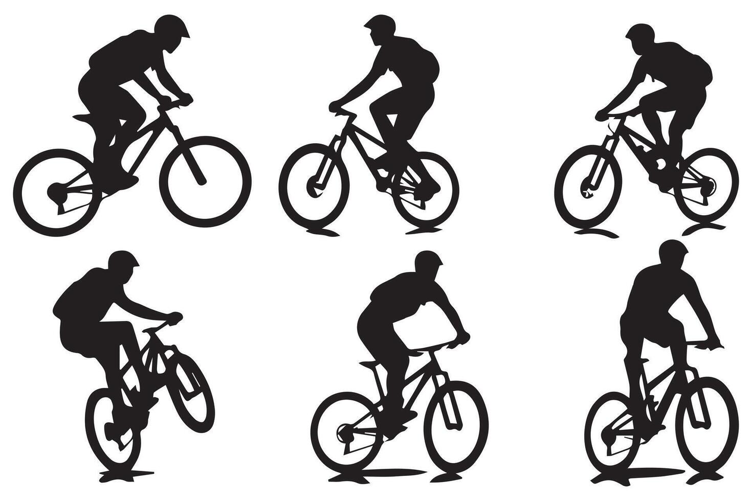 silueta de un ciclista saltando en un bicicleta vector