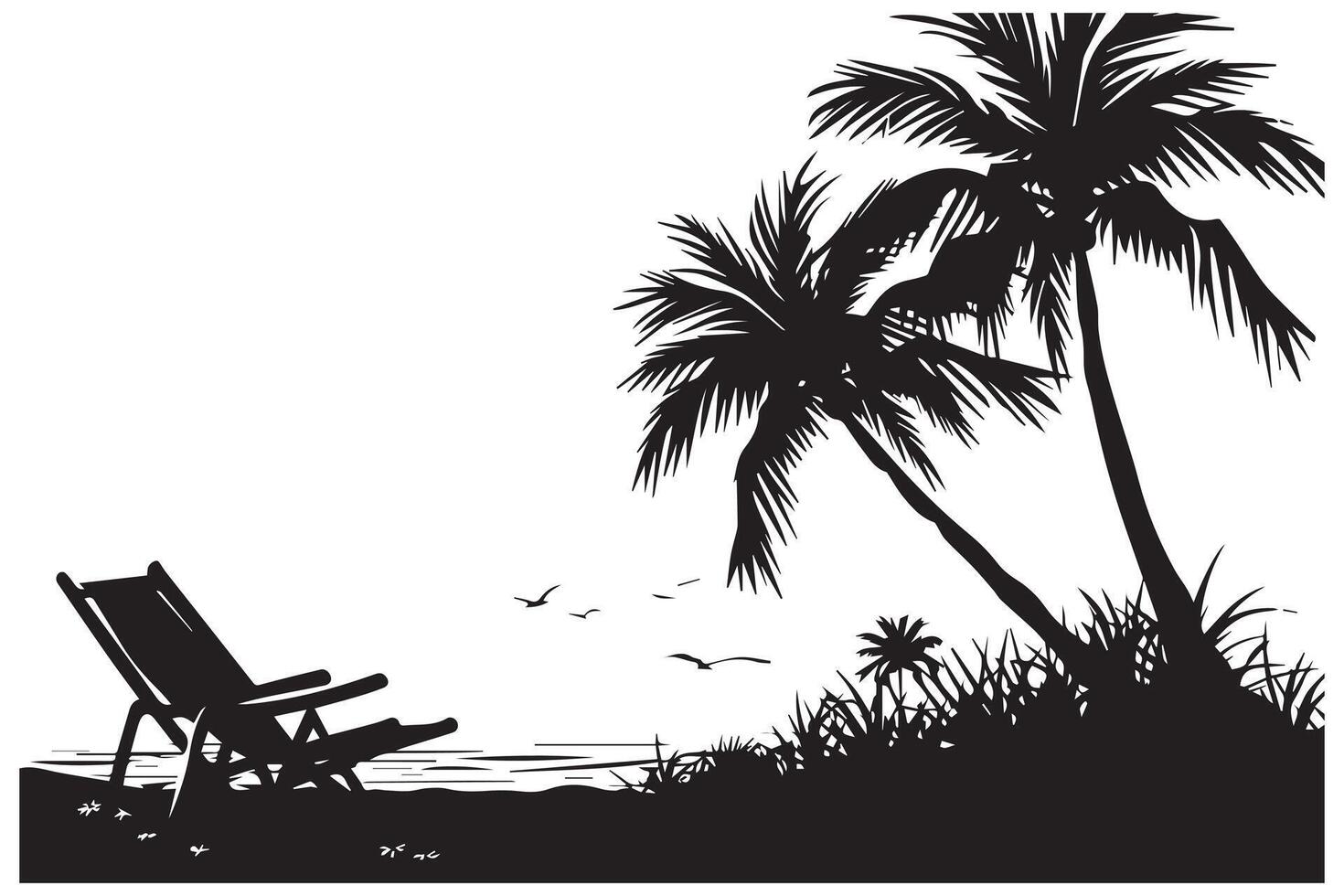 Beach Minimalist and Simple Silhouette vector