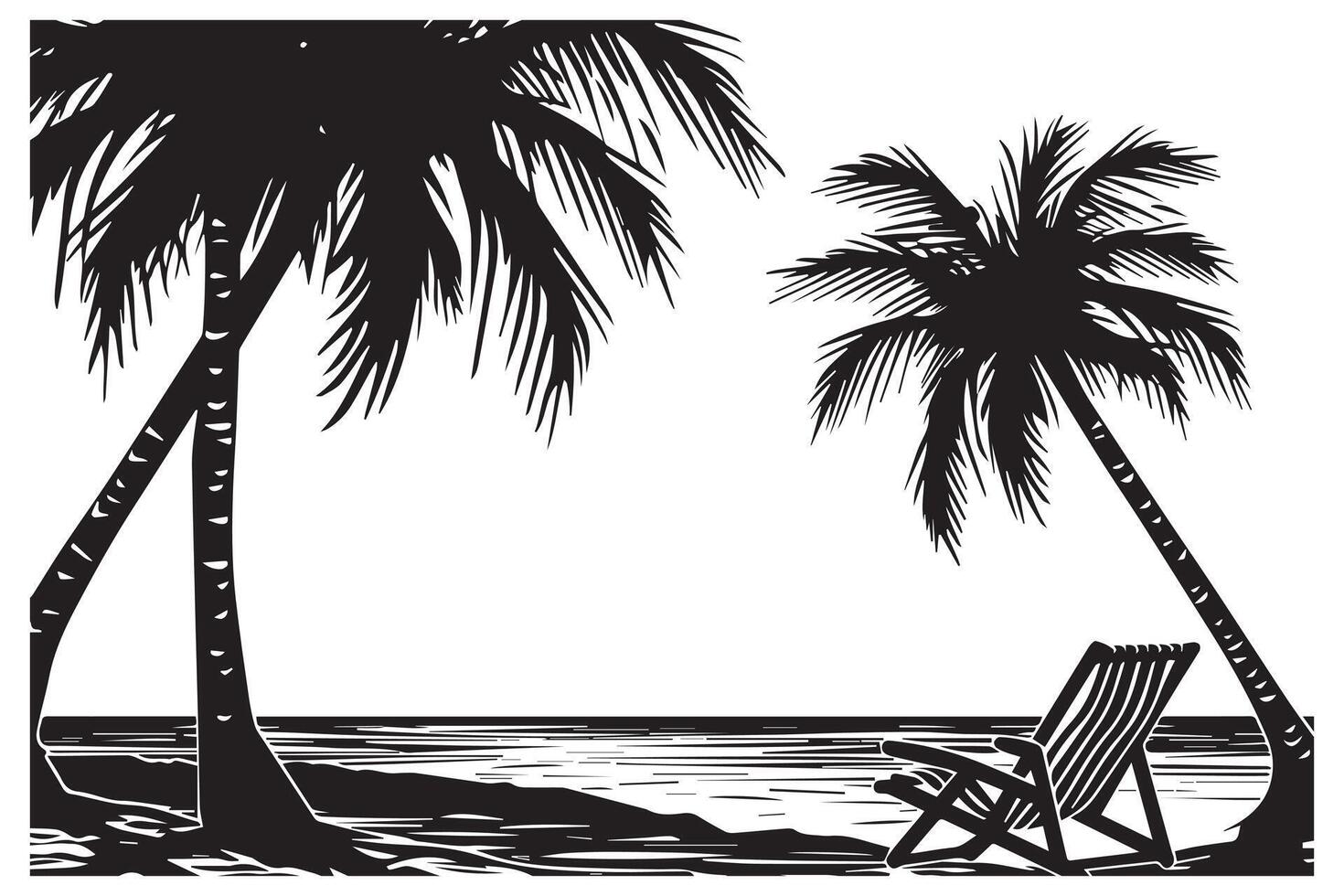 Beach Landscape Silhouette vector