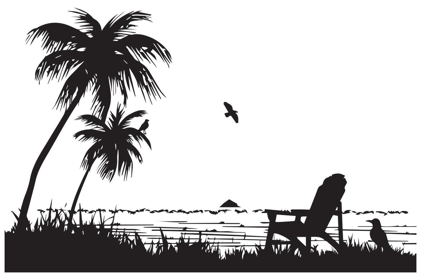 Beach Minimalist and Simple Silhouette vector