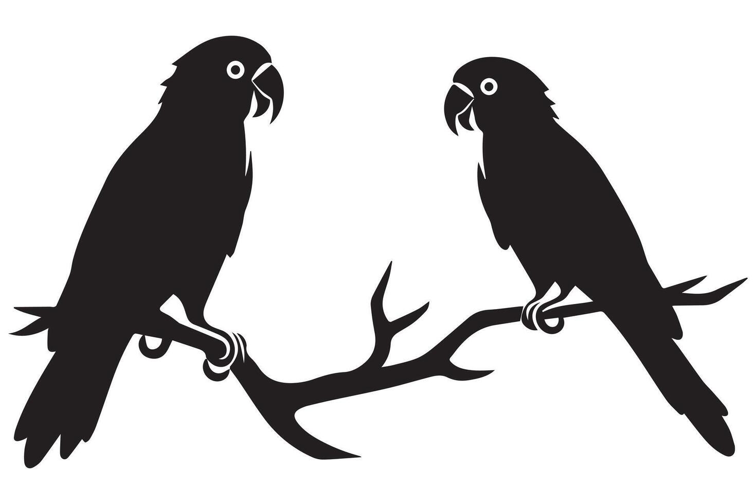 Set of silhouettes of parrots vector