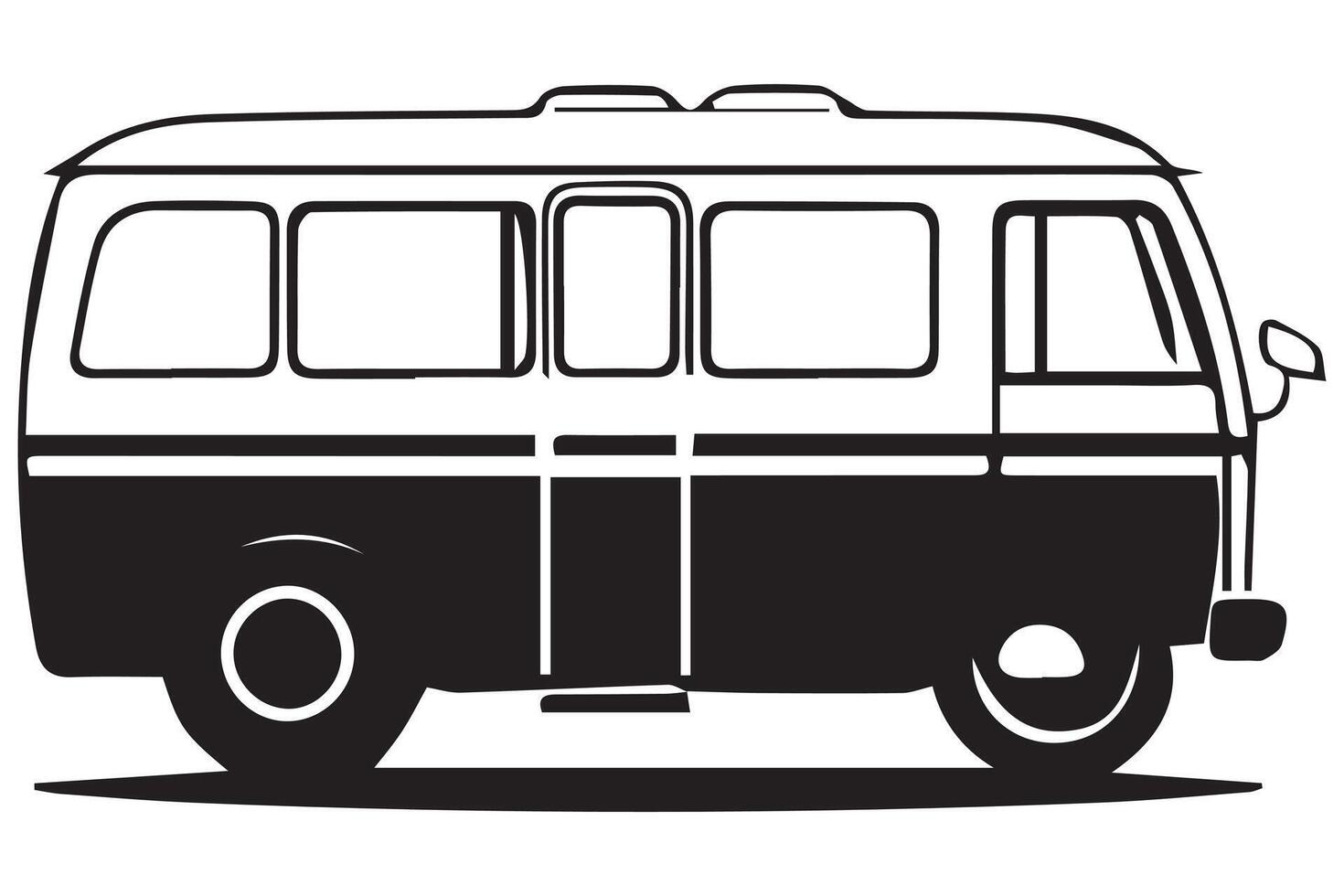 Bus black illustration isolated on white background. Hand drawn illustration vector