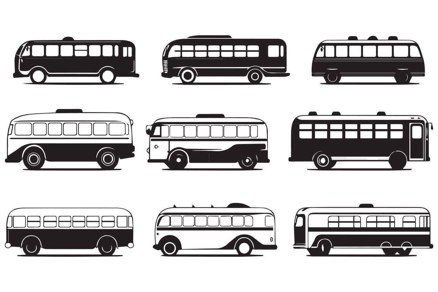 Bus black illustration isolated on white background. Hand drawn illustration vector