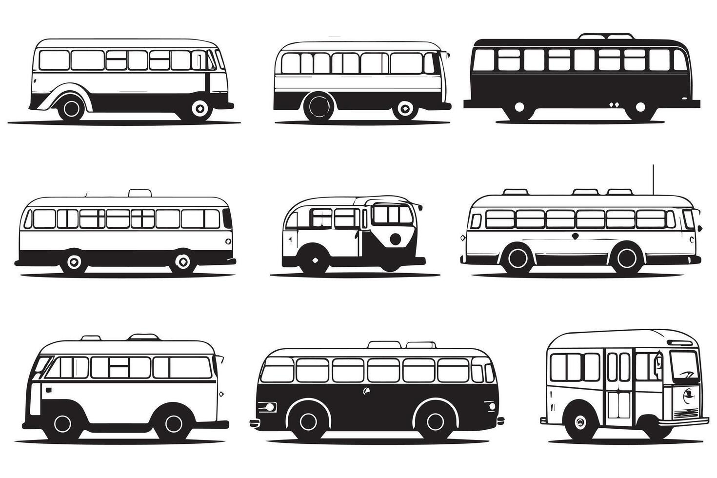 Bus icons set on white background vector